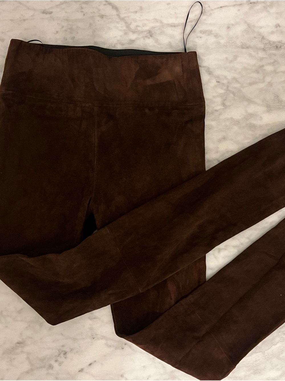 SPRWMN chocolate genuine suede leggings/ skinny leg pants small